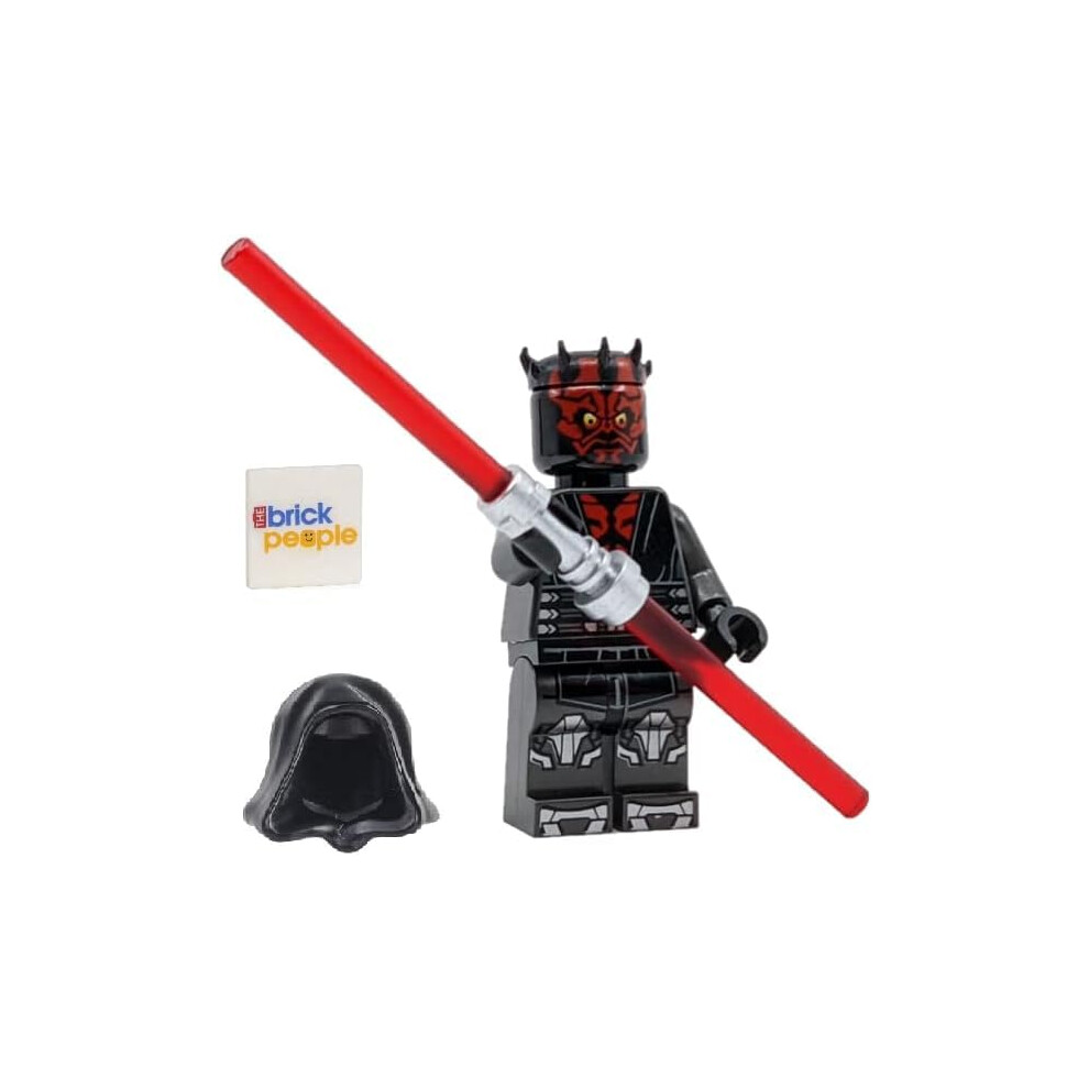 Lego Star Wars: Darth Maul Minifigure With Metallic Armor, Hood, Cape And Dual Lightsaber Silver