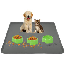 TidyFriend Silicone Pet Food Mat 28 x 30 Inches Pet Tray for Food and Water Non Slip Cat Food Mat Dog Bowl Mat Waterproof Pet Supplies (Grey)