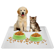 TidyFriend Pet Food Mat 24 x 24 Inches  Pet Tray for Food and Water  Silicone Dog Mat  Non Slip Cat Food Mat  Pet Supplies (Grey)