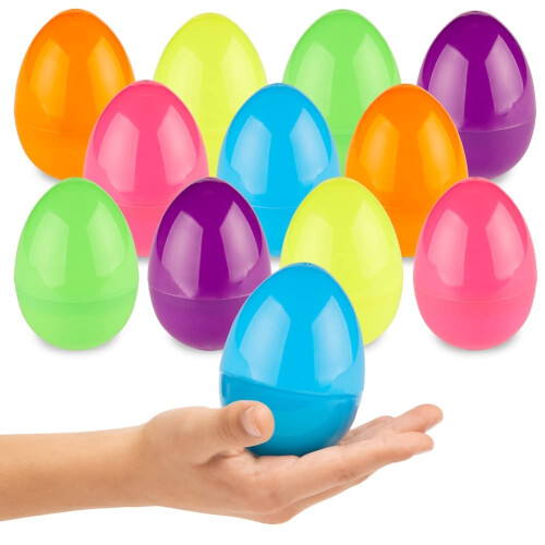 Prextex 3.5  Unfilled Easter Eggs Empty  36 pcs - Empty Plastic Eggs Fillable with Candy  Presents for Toy Basket - Easter Decorations  Toy Egg B