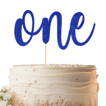 EONNCNT One Cake Topper - Blue Glitter 1. F?dselsdagskage Dekoration Tilbeh?r til drenge eller piger F?rste F?dselsdag Kage Topper til Baby Showe