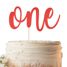 EONNCNT One Cake Topper - R?d Glitter 1. F?dselsdagskage Udsmykning Tilbeh?r til drenge eller piger F?rste F?dselsdag Kage Topper til Baby Shower