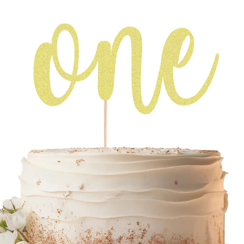 EONNCNT One Cake Topper - Gold Glitter 1st Birthday Cake Decorating ...