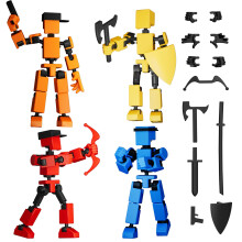 4pcs Mini Titan T-13 Action Figures Set Assembly Completed Luck Dummy Robot 13 Action Figure Toys for Boys Figure Stick con Giunti Multi Giunti Movib