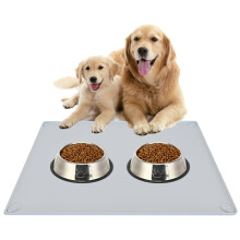 TidyFriend Pet Food Mat 30 x 23 Inches Non Slip Dog Food Mat Silicone Dog Bowl Mat Waterproof Pet Supplies (Grey)