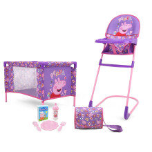 Peppa Pig: la maison 8pc Set - Fleurs roses violettes - Play Yard High Chair Handsbag Accessoires pour les poupes jusqu' 18 """" Toy pour enfan