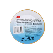 3M Vinyl Tape 764 General Purpose 1 in x 36 yd Transparent 1 Roll Light Traffic Floor Marking Tape Social Distancing Color Coding Safety