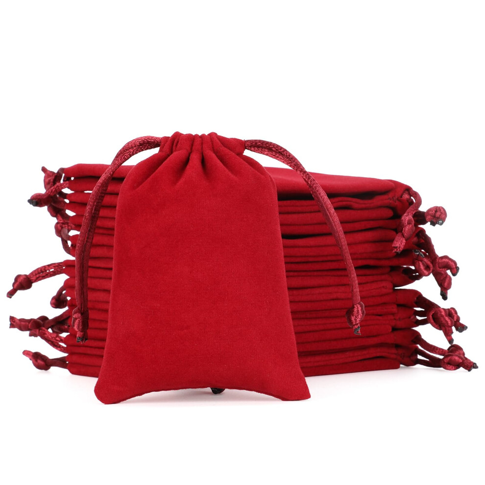 Tapleap Samtbeutel Mit Kordelzug, Weinrot, 7,6 X 10,2 Cm, Beutel Zum Verpacken Von Ostergeschenken, Kleinen Schmucksteinen, Armb Ndern, Kopfh Rer-image