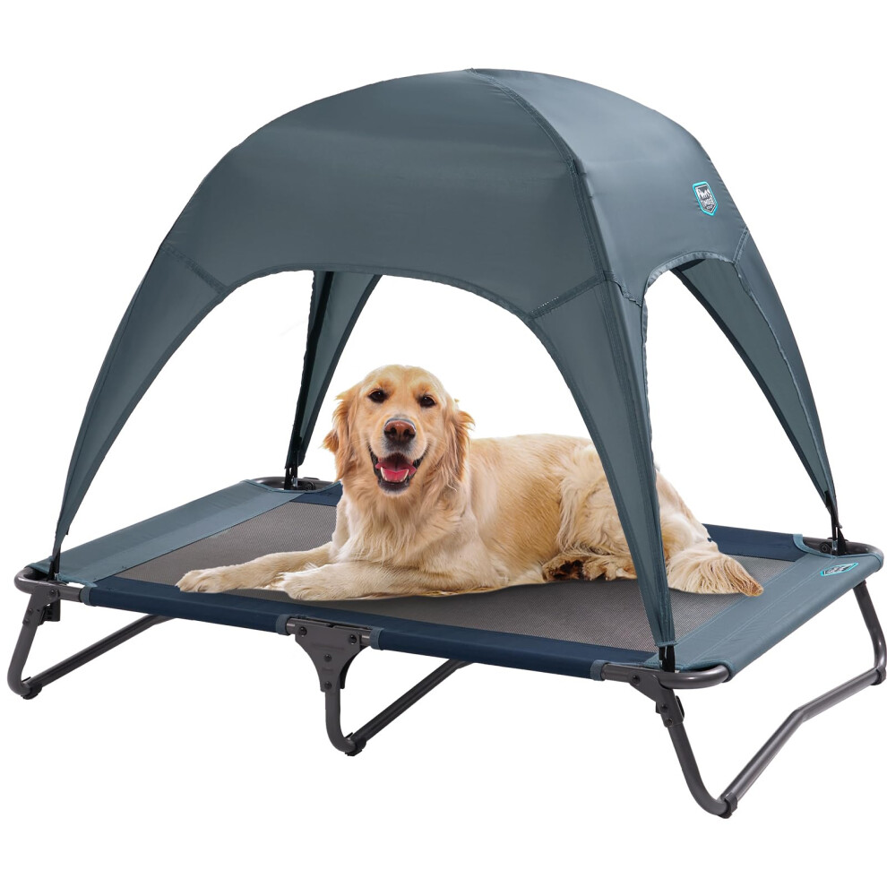 TIMBER RIDGE Outdoor Dog Bed with Canopy Cooling Elevated Dog Bed Portable Raised Dog Bed with Removable Canopy Shade Tent Dog Bed Dog Shade for Out