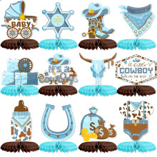 Tarklanda 12 peas centrais de favo de mel de cowboy ocidental, decoraes de festa do oeste selvagem para mesas, decorao de festa com tema oci