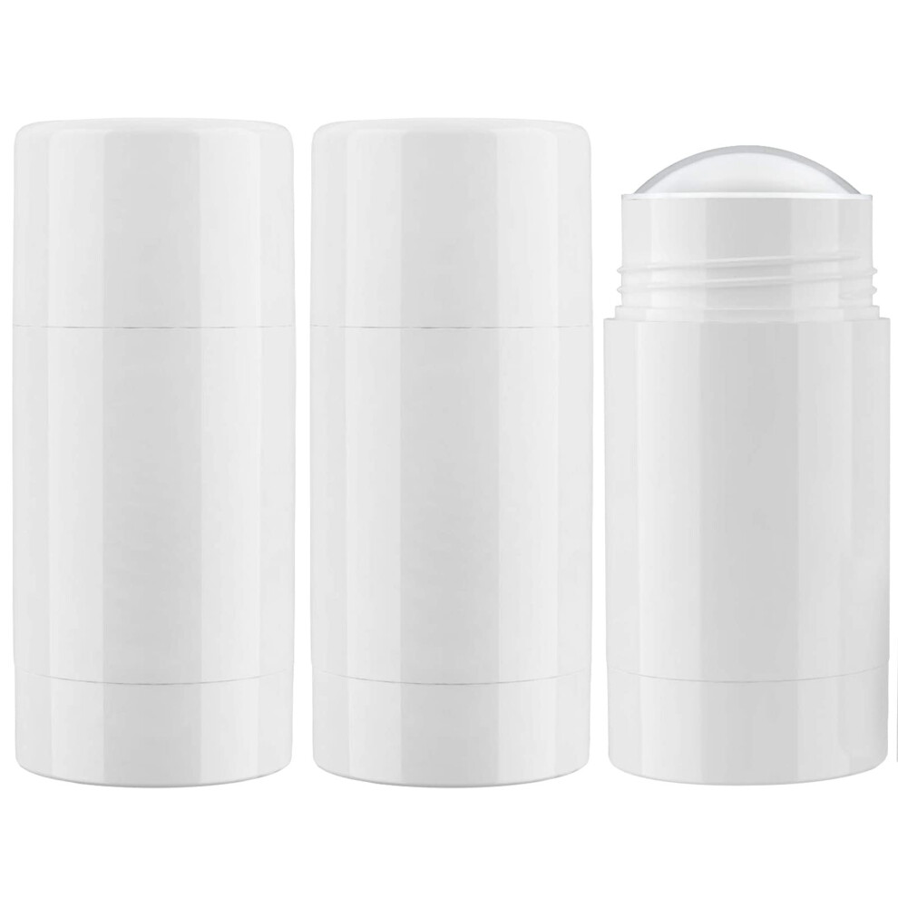 Tekson White 2.5Oz Empty Refillable Deodorant Containers 3Pcs Twist-Up Containers Tubes Empty Balm Travel For Lotion Stick(White)