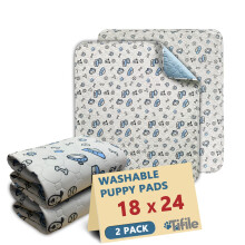 Wasbare plaspads voor honden, 2 stuks, herbruikbare puppypads, absorberende werppads met botprint, antislip, waterdichte huisdiertrainingpads voo