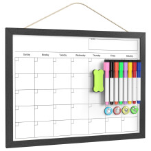 Calendario di cancellazione a secco per parete 17x13 pollici di lavagna del calendario per muro piccolo magnetico bordo bianco con telaio in legno so
