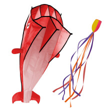 BILLEDE 3D-drage store r?de delfinbrise stranddrager med enorm rammel?s bl?d parafoil k?mpegave til b?rnefamilien