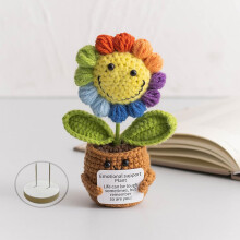 YXWELLIFE Handgemaakte Gehaakte Zonnebloem Pop - Emotionele Steun Cadeau voor Vrouwen, Therapie Pluche Speelgoed
