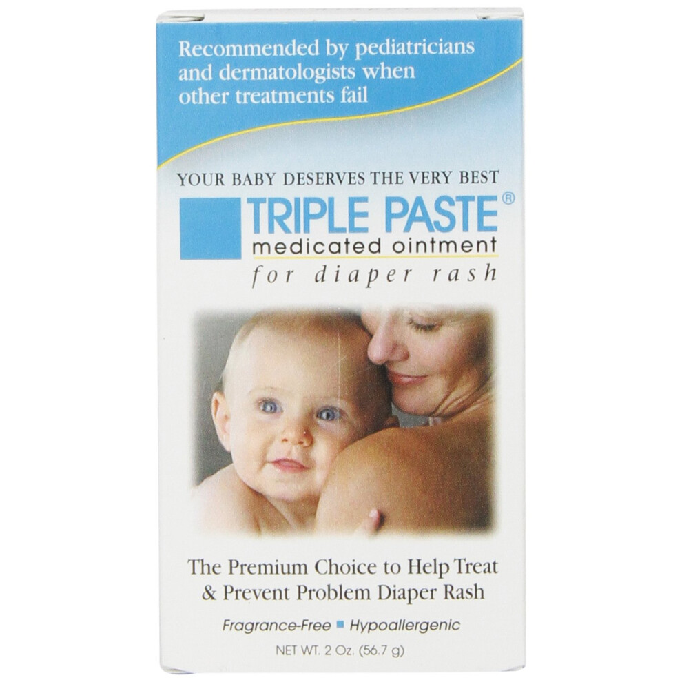 Triple Paste Cream Diaper Rash Hypoallergenic Medicated Ointment For Babies 2 Oz (Pack Of 3)