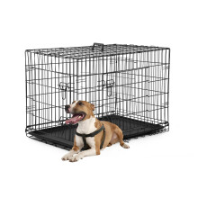 FDW hondenbench hondenkennelkooi met dubbele deur 36 inch opvouwbare metalen draad hondenkooi met verwijderbaar dienblad en scheidingspaneel huis