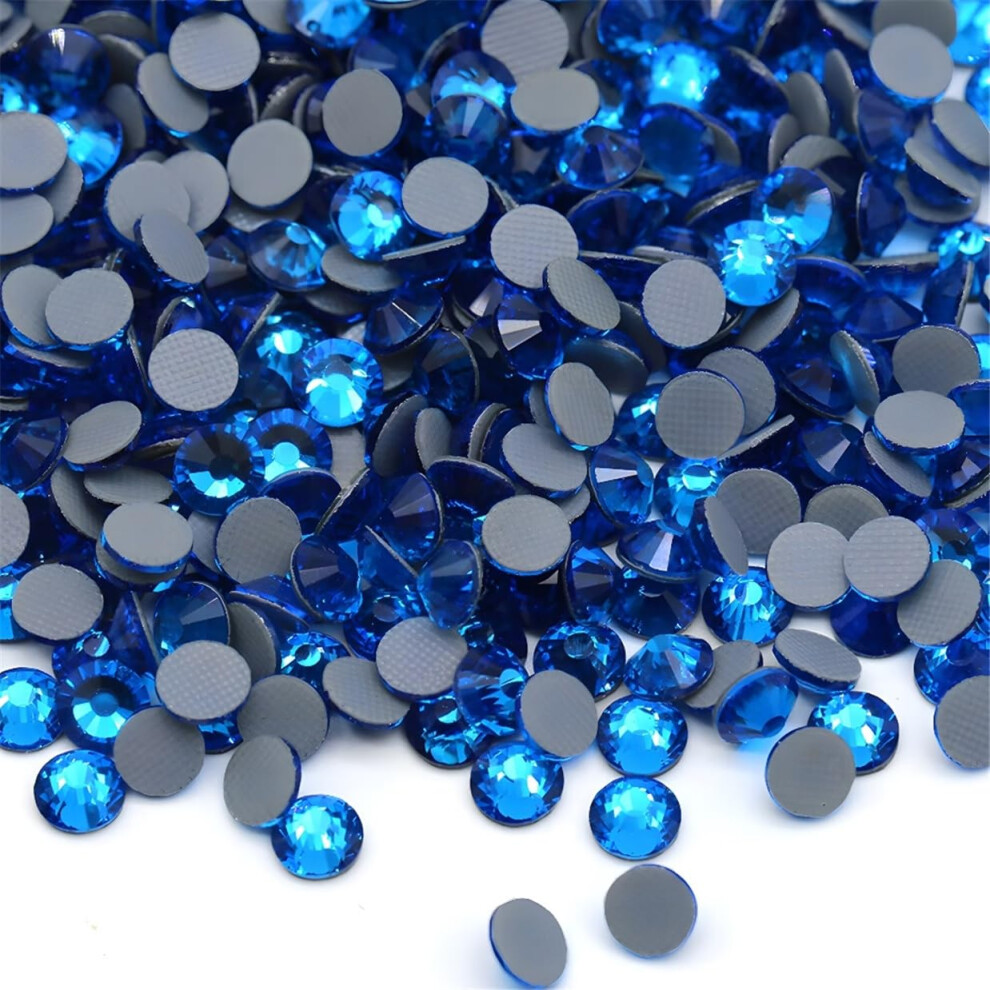 Kzkcy Hotfix Rhinestones Flatback Glass Rhinestone 3000Pcs Ss10 2.7-2.9Mm Round Gems For Nails Art Glitter Crystals Stone Diy Bags Clothes Shoes (Capri Blue