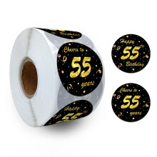 REWIDPARTY Black Gold Samolepky k 55. narozeninm Rolls Cheers to 55 Years Stickers Happy 55th Birthday Stickers Birthday Party Dekorace Anniversary