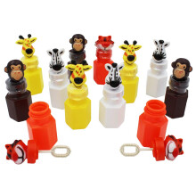 Animal Zoo-bobler i en neonflaske inkluderer boblestav - Hexagon Bubble Bottles Party Favors 3"""" flaske