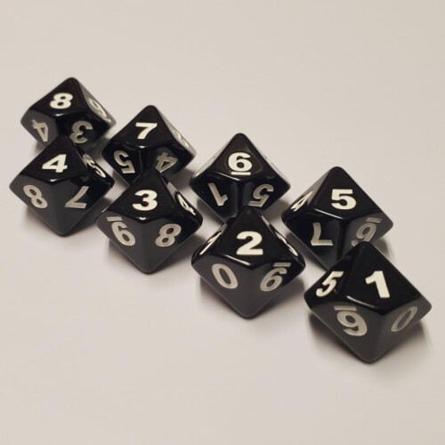 Spindown d10 terninger (8 Pack) Fantastisk til Magic: The Gathering