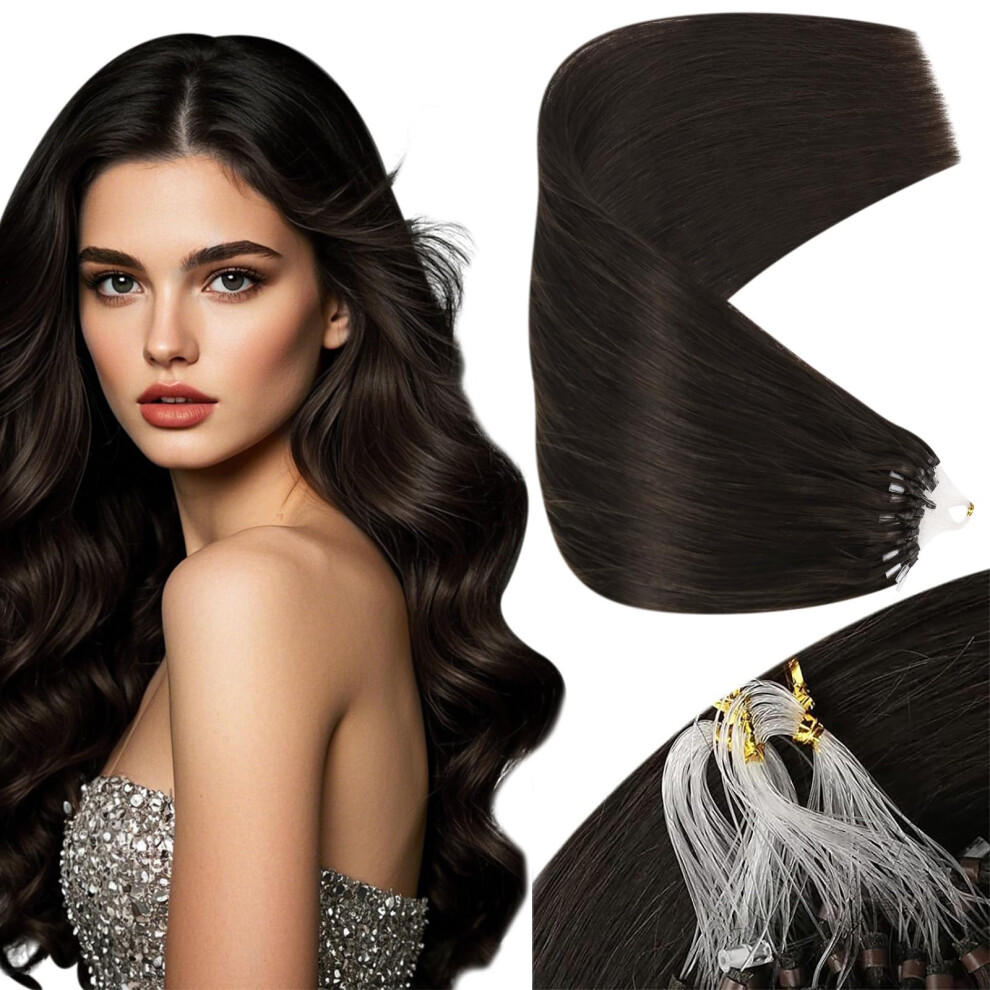 Sunny Hair Micro Bead Hair Extensions Dark Brown Micro Hair Extensions Real Human Hair Straight Micro Loop Real Human Hair Extensions Remy Micro Ring
