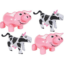 Gonfiare suini e mucche - set di 4 gonfiabili per animali da allevamento per corlificio 24 pollici (2 suini 2 vacche)