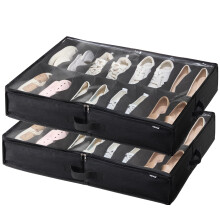 VEVOR Under Bed Shoe Storage Organizer  Set of 2  Total 32 Compartments  Underbed Shoes Closet Storage Solution with Clear Window  Breathable  Fo