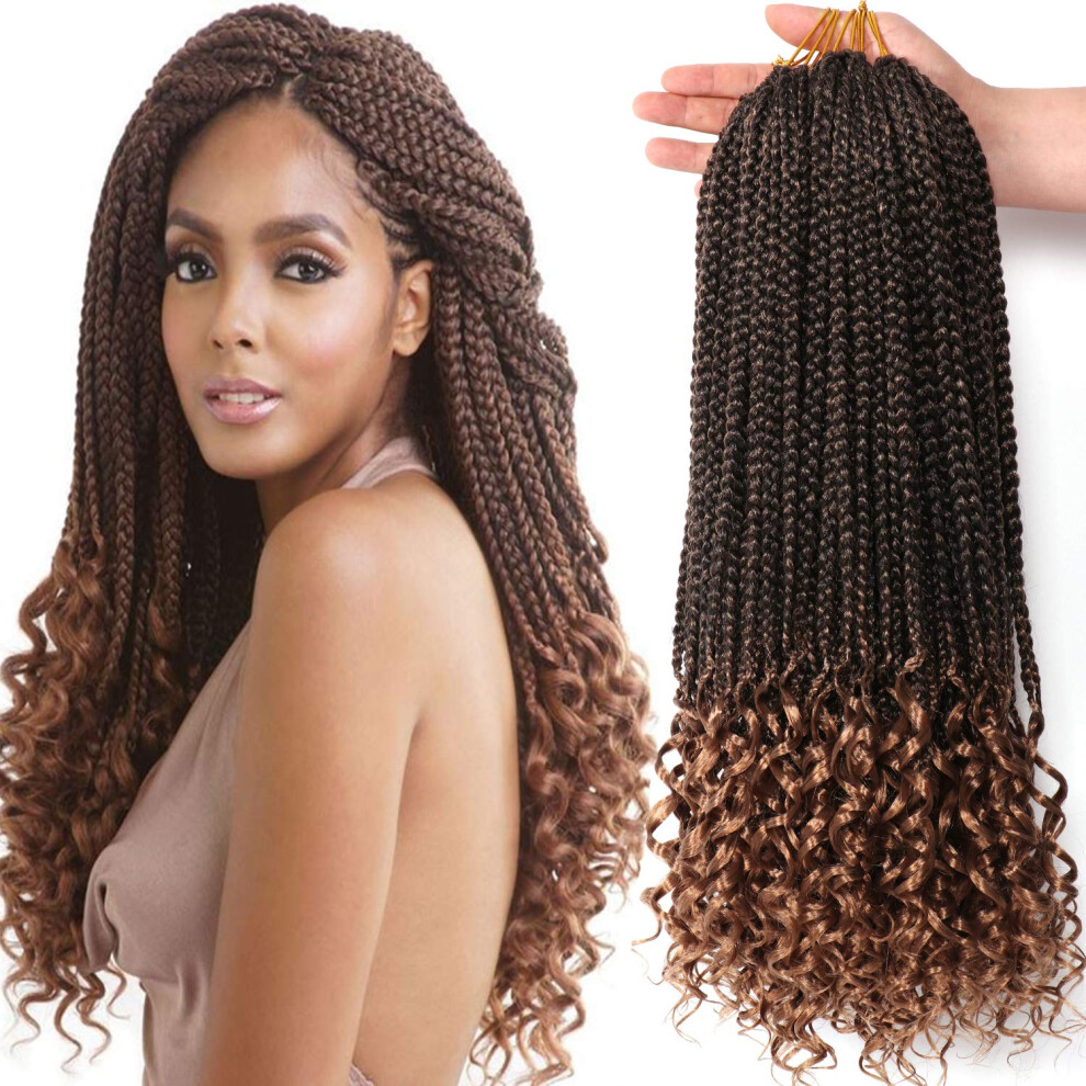 Urnice 7 Packs 18 Inch Boho Goddess Box Braids Crochet Hair For Black Women (T27# 18 Inch (Pack Of 7))