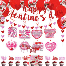 Galentines Day Decorations Kit Happy Galentines Day Banner Galentines Day Kage Cupcake Topper H?ngende hvirvler Garland Galentines Day Balloner t