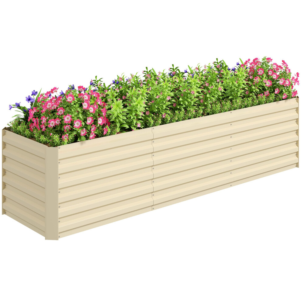 Outsunny 8x2x2ft Galvanized Raised Garden Bed Kit  Outdoor Metal Elevated Planter Box with Safety Edging  Large Raised Bed for Growing Flowers  Herbs
