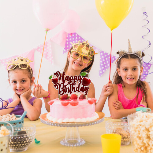 Seyal Cherry Tillykke med f?dselsdagen Cake Topper 2
