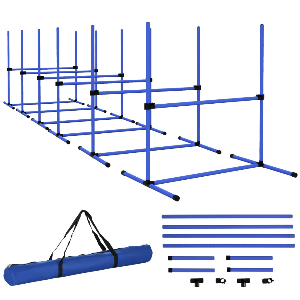 Pawhut Large Size Dog Agility Training Equipment 6KG Gross Wight  6 PCS Adjustable Height Jump Bars  Obstacle Course Starter Kit for Large Medium Smal