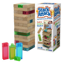 Funwares Houten Blokken Stapelspel Tumbling Tower en Balance Game Familie- en feestplezier voor kinderen en volwassenen vanaf 6 jaar Stack Attack