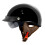 VCAN Cruiser Solid Gloss Black Half Face Motorcycle Helmet with Drop-Down Sun Visor  Removable Peak and Quick Release Buckle (Large) 1