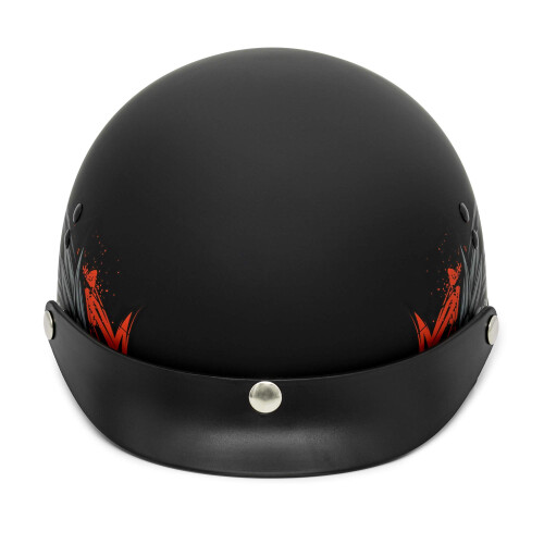 VCAN Cruiser Solid Flat Black Half Face Motorcycle Helmet with Drop-Down Sun Visor  Removable Peak and Quick Release Buckle (Phoenix  Large) 2