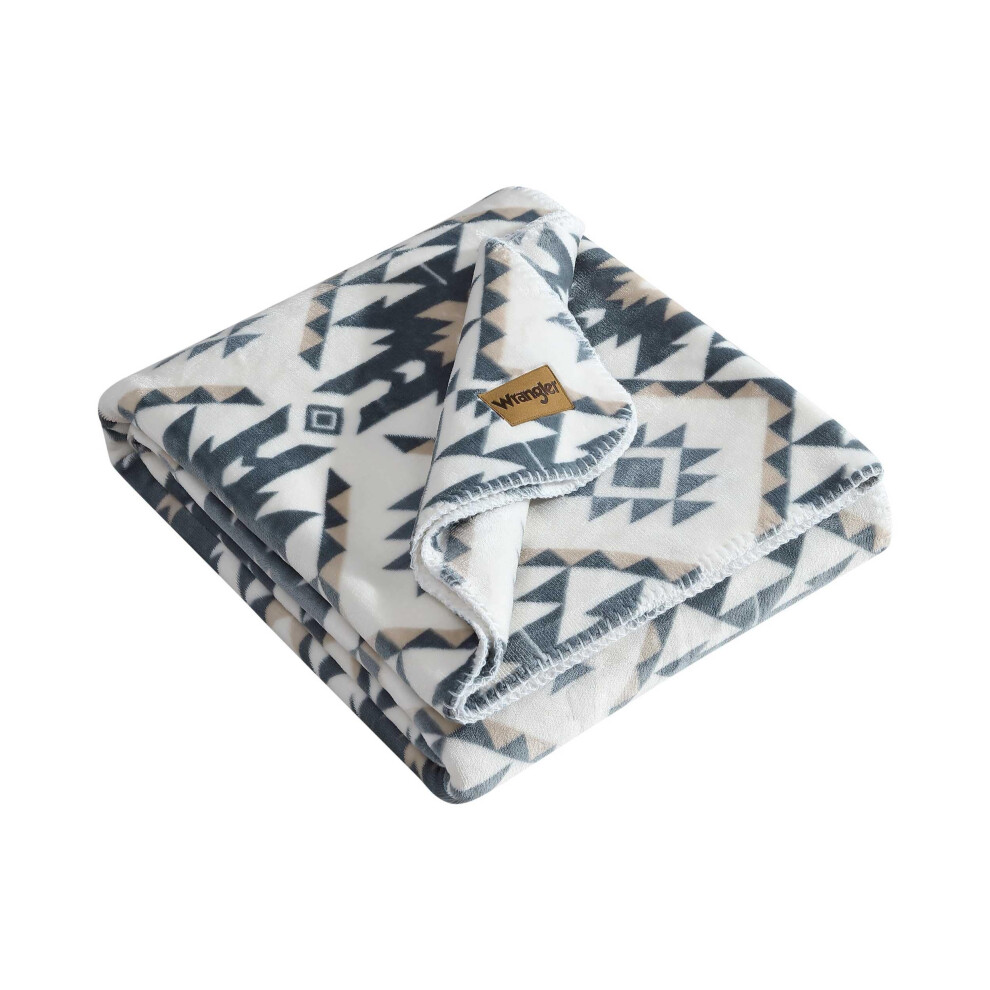Wrangler - Twin Blanket  Super Soft Reversible Bedding  Yellowstone Inspired  Western Luxurious Bedding for The Colder Seasons (Dakota Grey  Twin)