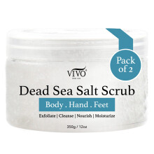 Vivo per Lei Scolo di sale del Mar Morto - Scrub esfoliante del corpo con minerali del Mar Morto - per le mani e il corpo - confezione di 2