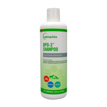 Shampoo Vetoquinol BPO-3 para ces, gatos e cavalos (3% perxido de benzola) - 16 onas - Shampoo medicamentoso de limpeza profunda abre e liber