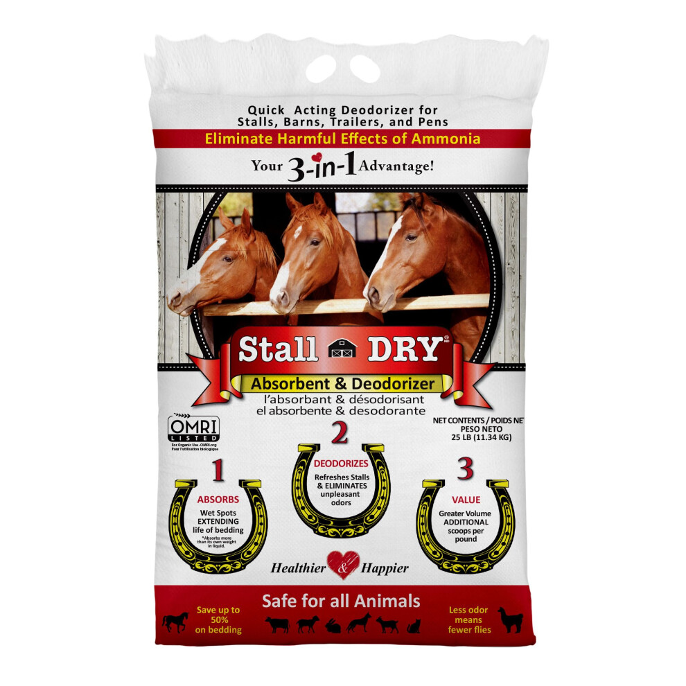Progressive Planet Stall Dry Absorbent & Deodorizer 25lbs - Use for Stalls Pens & Small Animal Spaces - Eliminates Ammonia Enhances Hygiene Freshe
