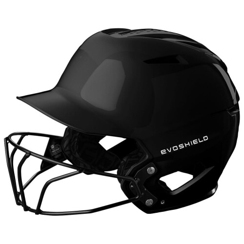 EvoShield XVT 2.0 Gloss Batting Helmet with Facemask - Black  Medium/Large