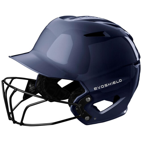 EvoShield XVT 2.0 Gloss Batting Helmet with Facemask - Navy  Medium/Large