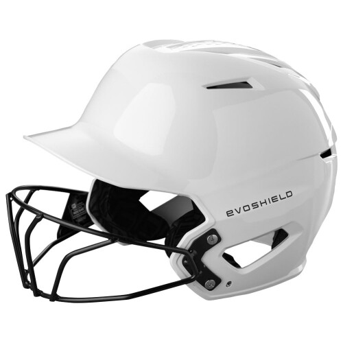 EvoShield XVT 2.0 Gloss Batting Helmet with Facemask - Team White  Medium/Large