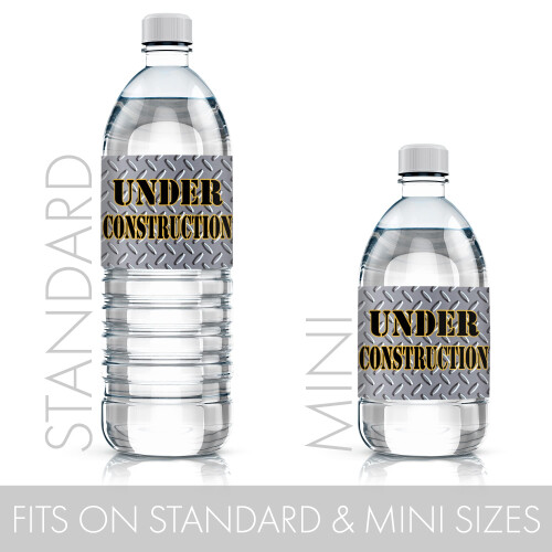 Under Construction Party Water Bottle Labels  Construction Birthday Decorations - 24 Stickers 2