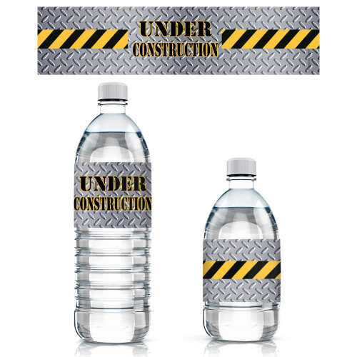 Under Construction Party Water Bottle Labels  Construction Birthday Decorations - 24 Stickers