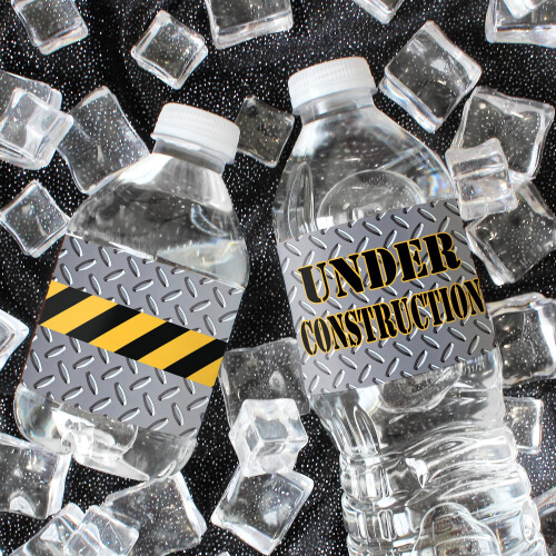 Under Construction Party Water Bottle Labels  Construction Birthday Decorations - 24 Stickers 1