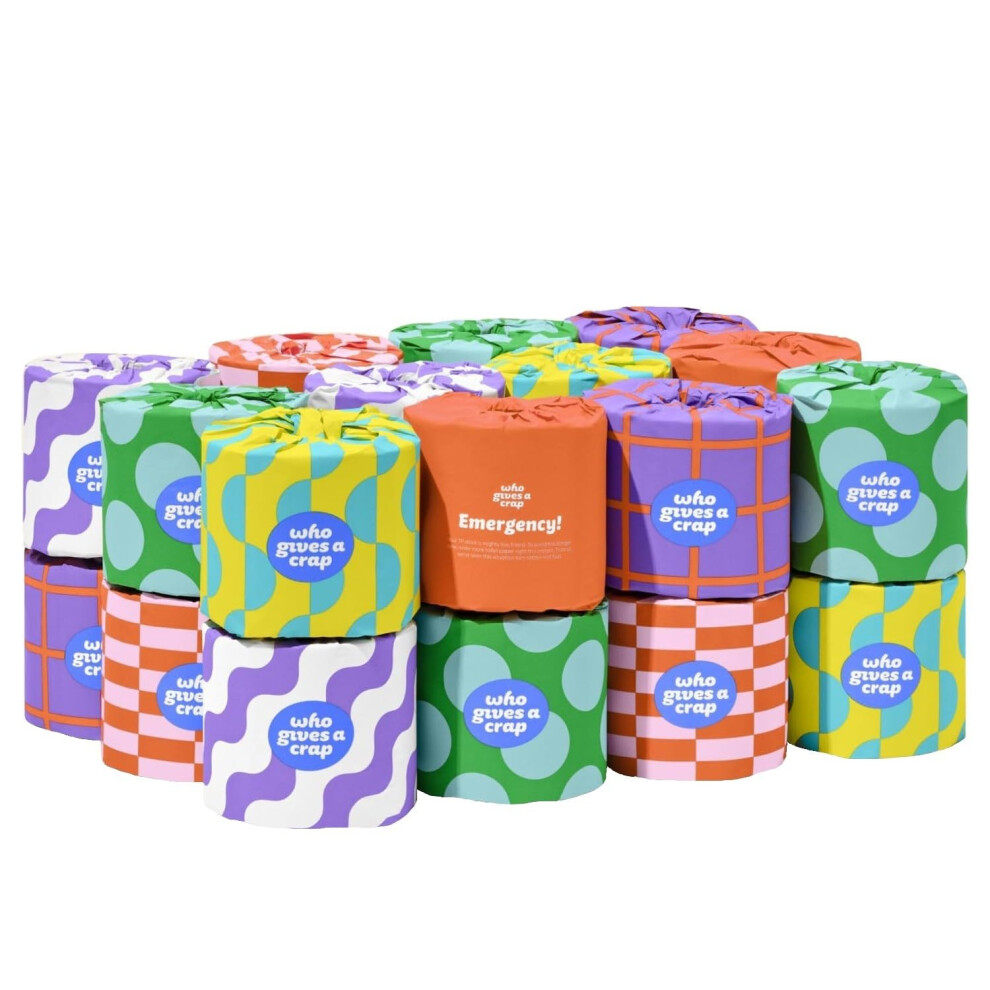 Who Gives A Crap | 100% Recycled Toilet Paper 24 Rolls 330 Sheets Biodegradable & Ecofriendly Soft & Strong Virgin Tree Free Bulk Toilet Paper