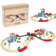 WoodenEdu sada drevench vlcku pro batole - 60 ks- s drevenmi kolejemi se hod Thomas se hod Brio se hod Chuggington se hod pro Melissu a Douga