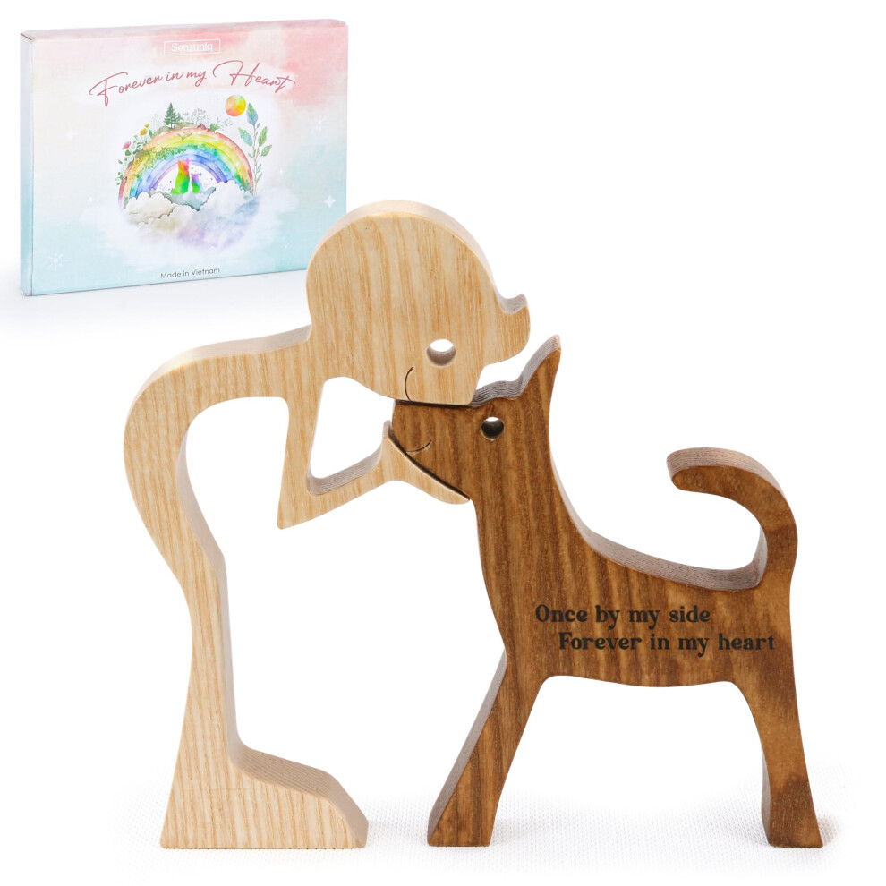 Sensuniq Pamiatkowe Prezenty Dla Psw Pamiatkowe Prezenty Dla Kotw Rzezba W Drewnie Mezczyzni I Figurki Psw Raz U Mojego Boku Na Zawsze W Moim-image