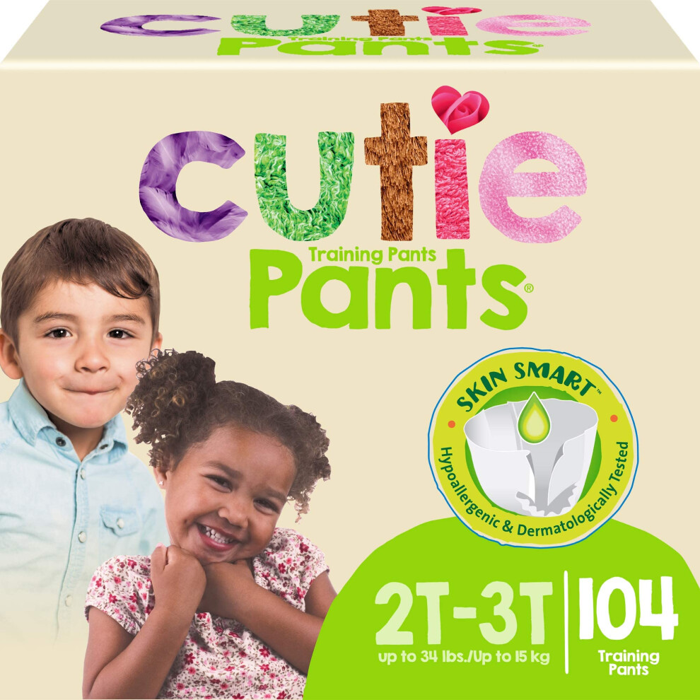 2T/3T Potty Training Pants For Girls And Boys Hypoallergenic With Skin Smart 104 Count Cuties